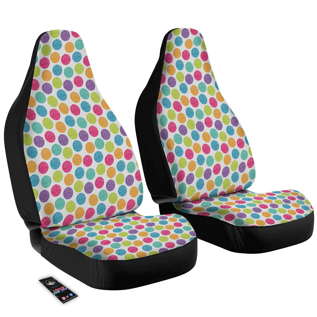 Bright Polka Dot Colorful Print Pattern Car Seat Covers-grizzshop