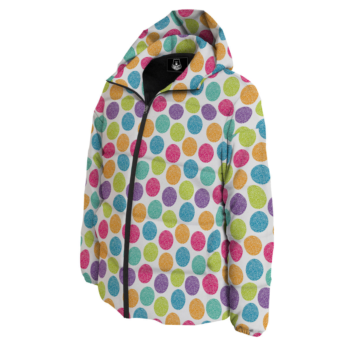 Bright Polka Dot Colorful Print Pattern Down Jacket-grizzshop