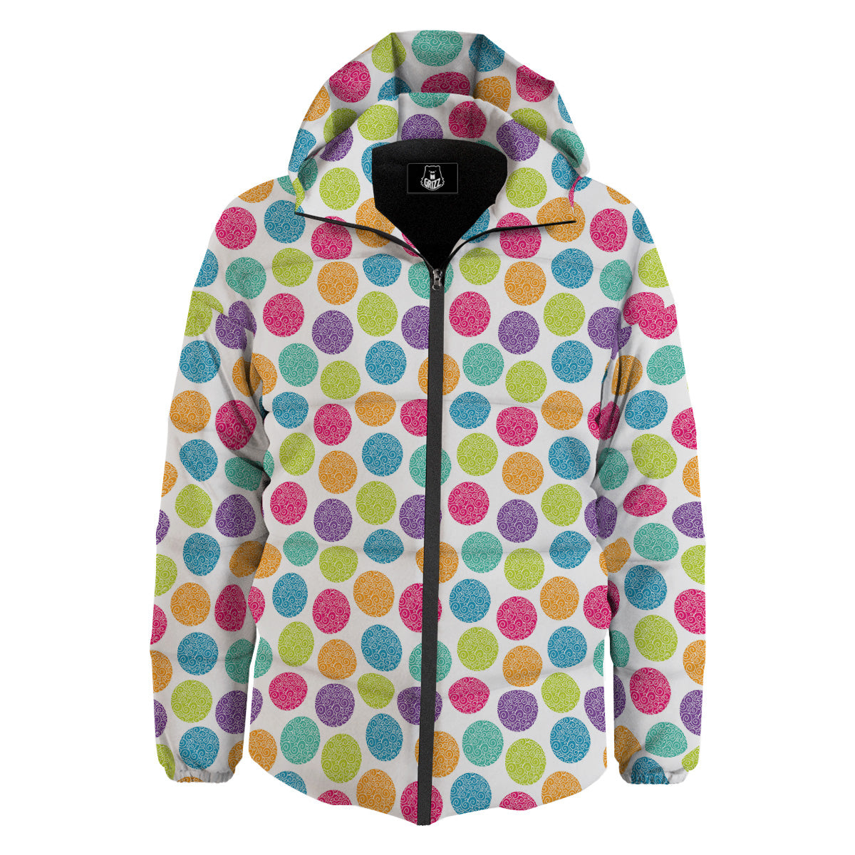 Bright Polka Dot Colorful Print Pattern Down Jacket-grizzshop