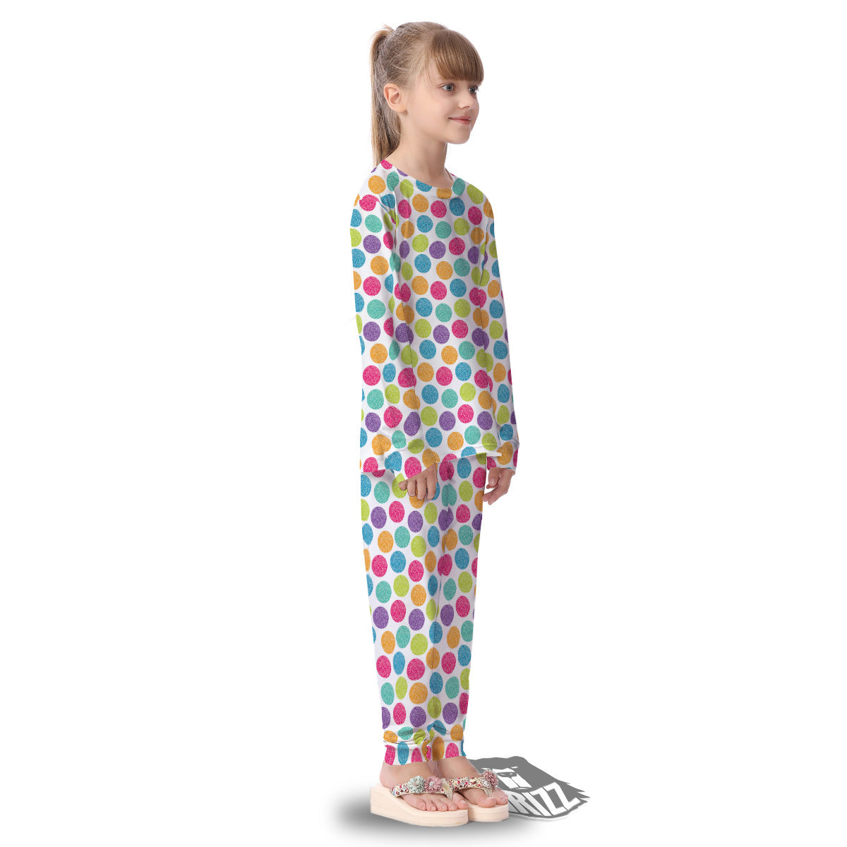 Bright Polka Dot Colorful Print Pattern Kid's Pajamas-grizzshop