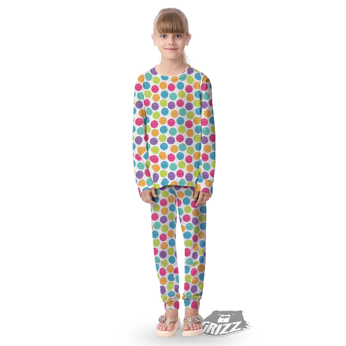 Bright Polka Dot Colorful Print Pattern Kid's Pajamas-grizzshop