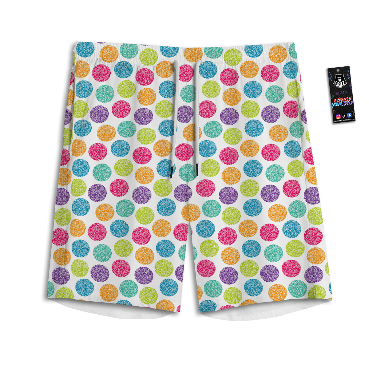 Bright Polka Dot Colorful Print Pattern Men's Athletic Shorts