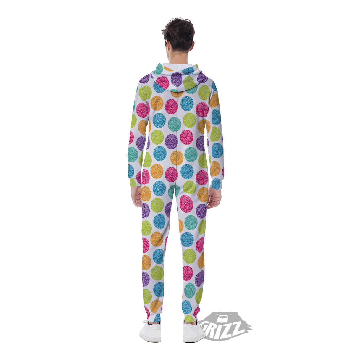 Bright Polka Dot Colorful Print Pattern Men's Jumpsuit-grizzshop