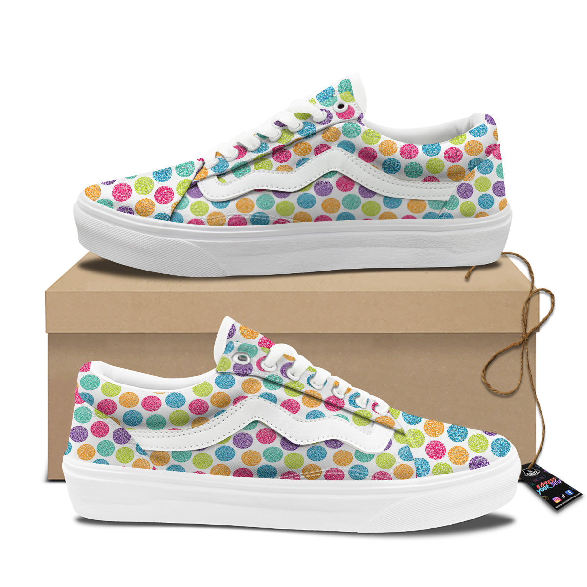 Bright Polka Dot Colorful Print Pattern Skate Shoes-grizzshop