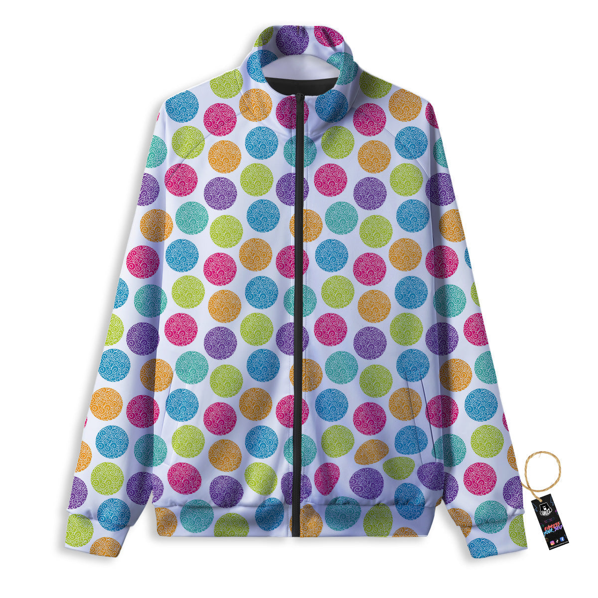 Bright Polka Dot Colorful Print Pattern Track Jacket-grizzshop