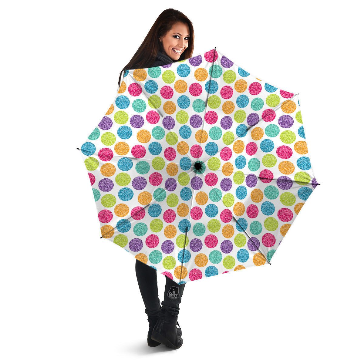 Bright Polka Dot Colorful Print Pattern Umbrella-grizzshop