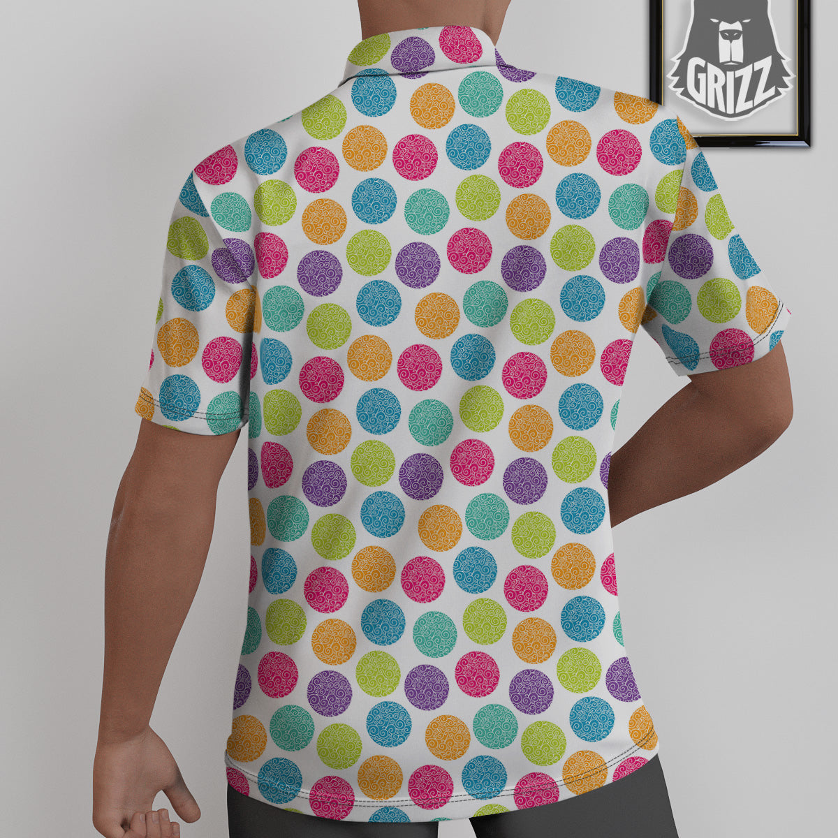 Bright Polka Dot Colorful Print Pattern Untucked Shirts-grizzshop