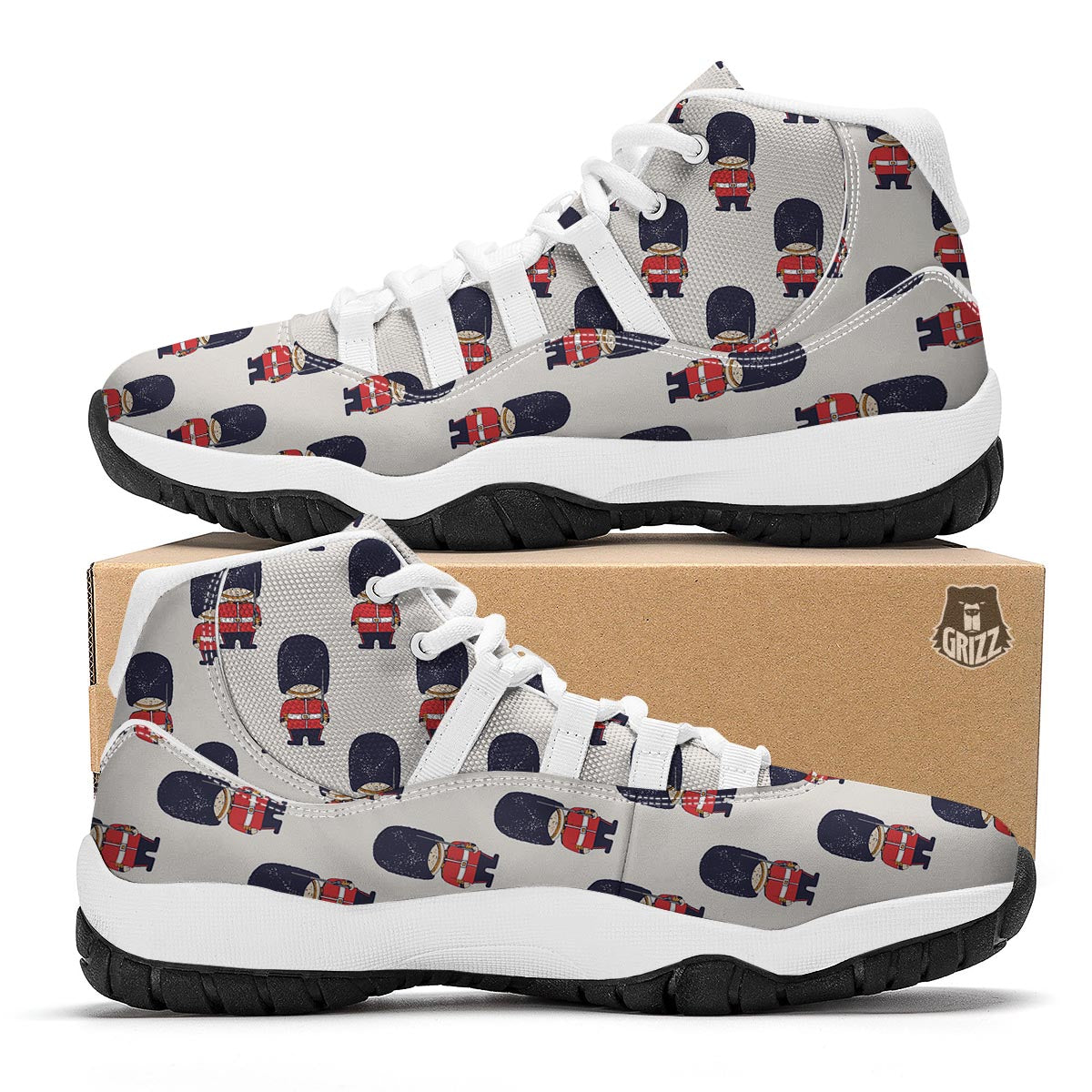 British Army Pattern Print White Bball Shoes-grizzshop