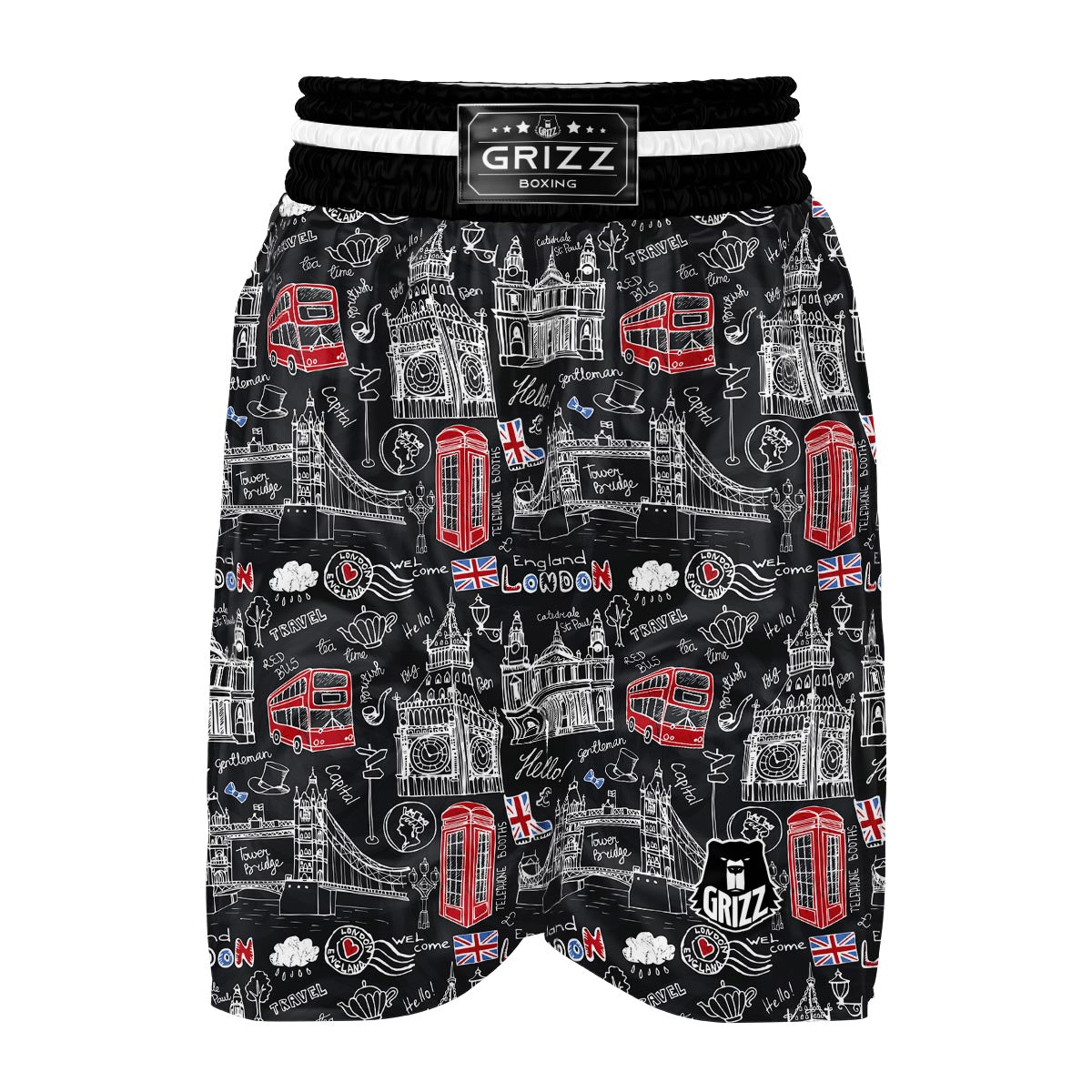 British Pattern Print Boxing Shorts-grizzshop