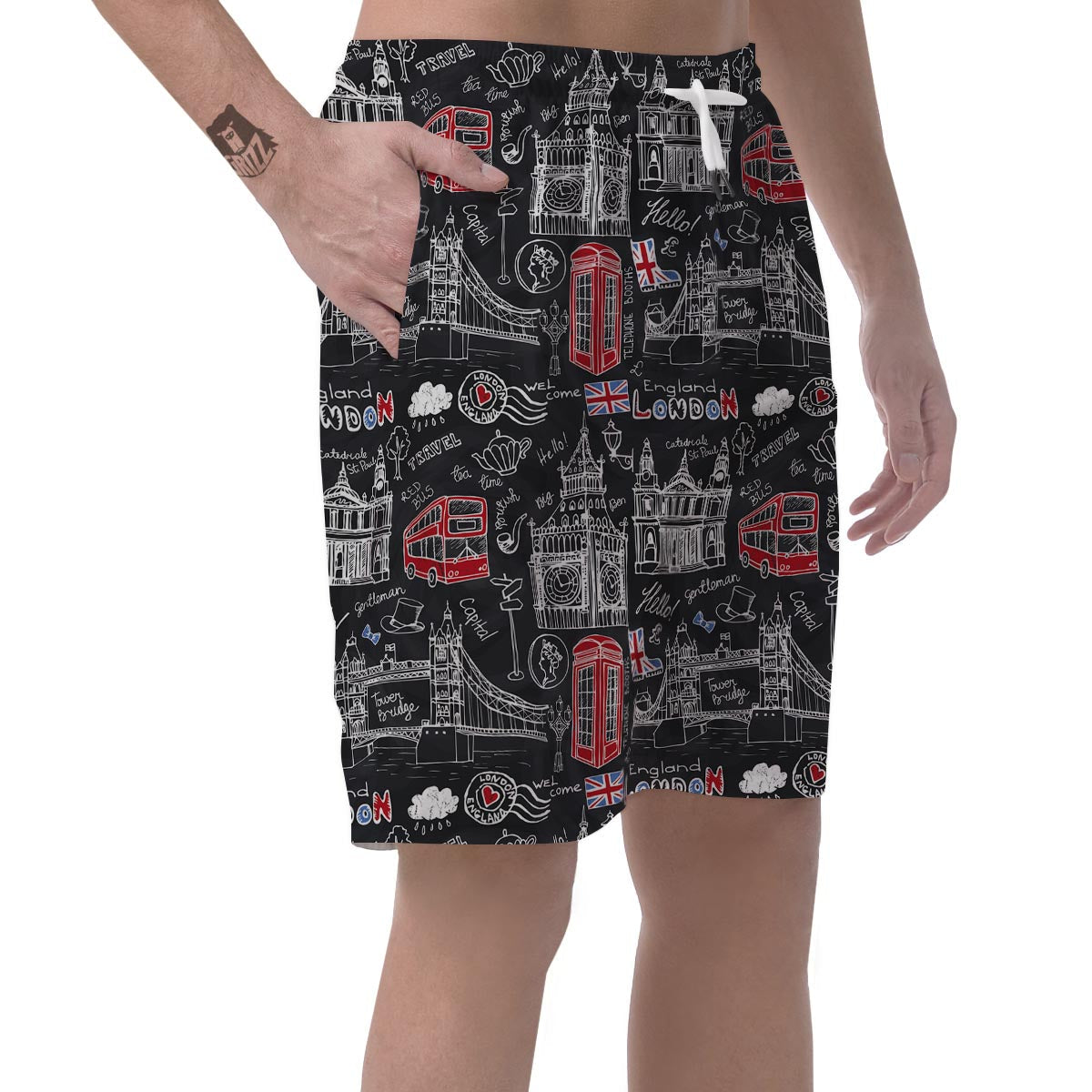 British Pattern Print Men's Shorts-grizzshop