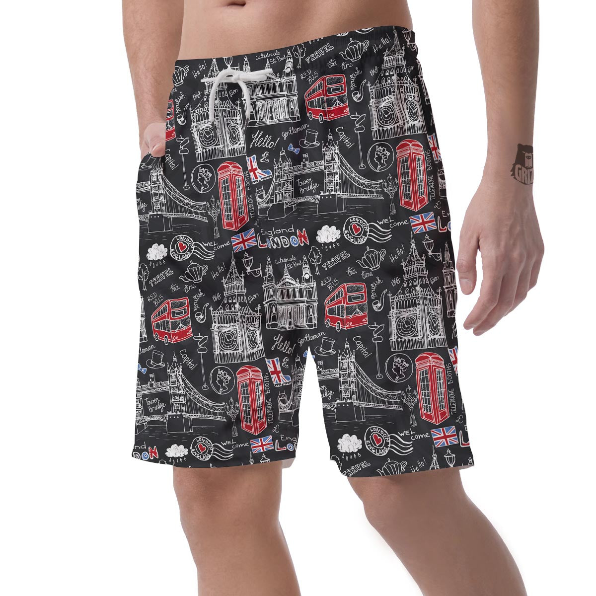 British Pattern Print Men's Shorts-grizzshop