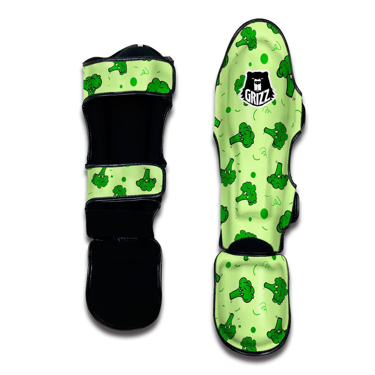 Broccoli Doodle Muay Thai Shin Guards-grizzshop