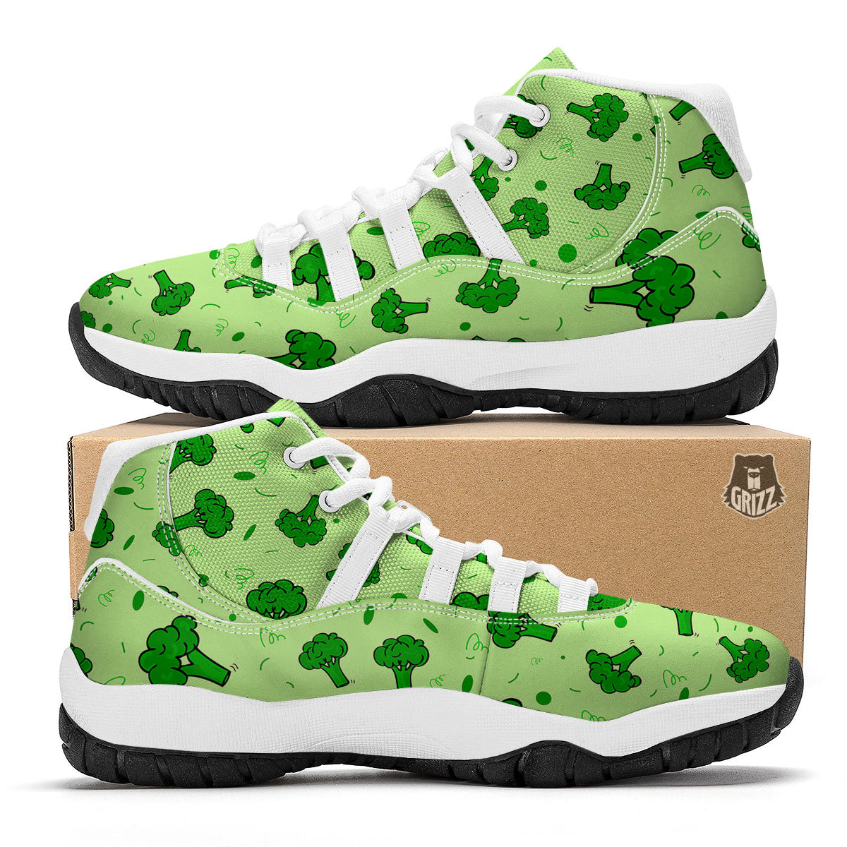Broccoli Doodle White Bball Shoes-grizzshop