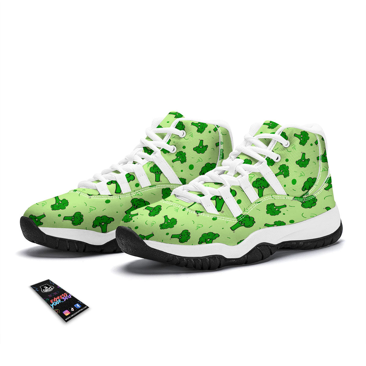 Broccoli Doodle White Bball Shoes-grizzshop