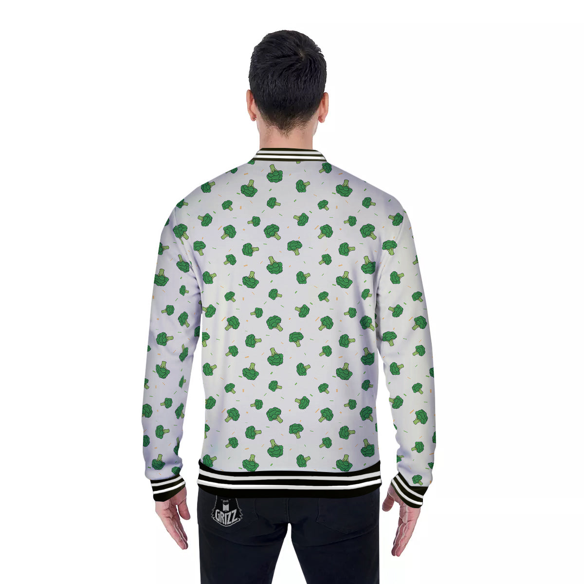 Broccoli Green Print Pattern Baseball Jacket-grizzshop