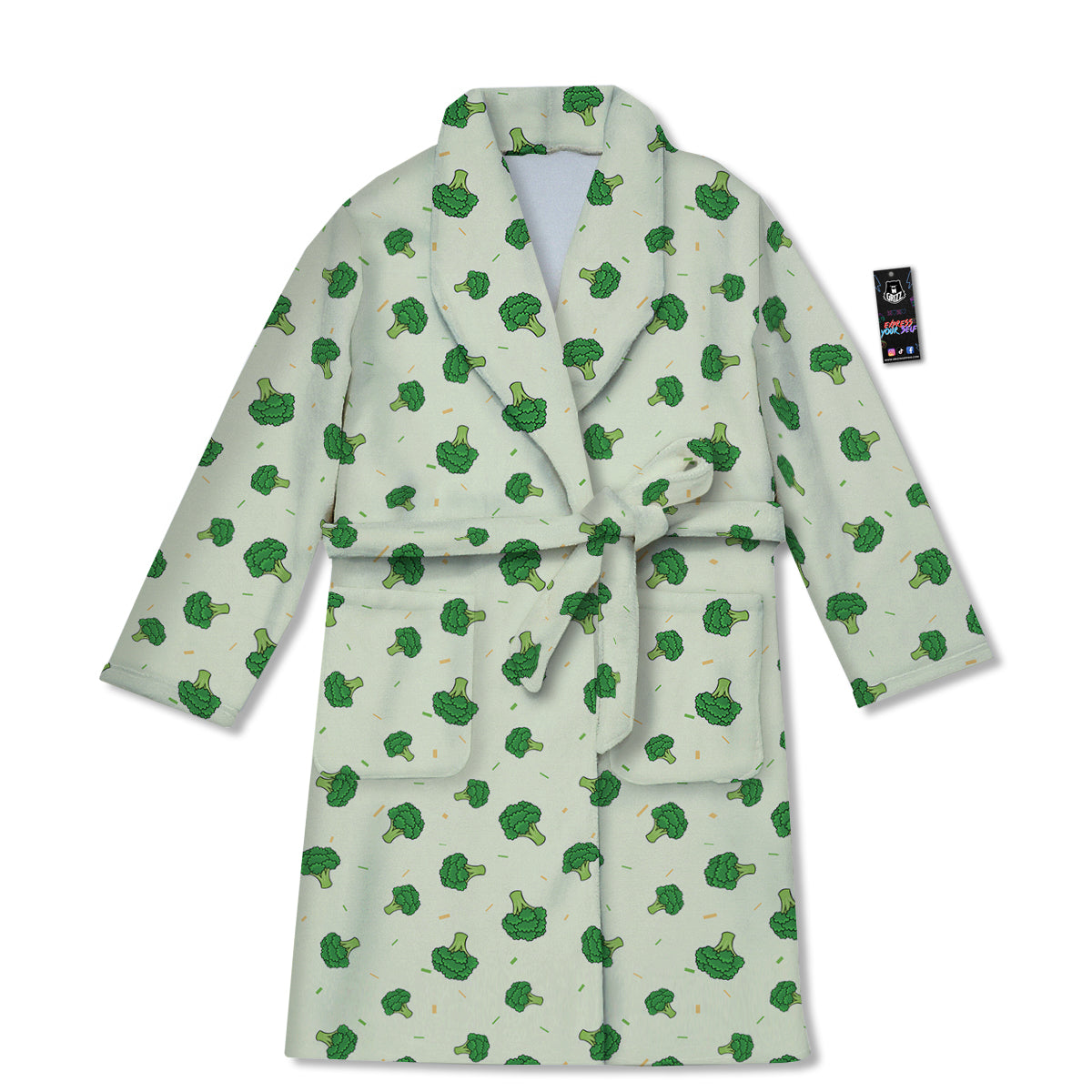 Broccoli Green Print Pattern Bathrobe-grizzshop
