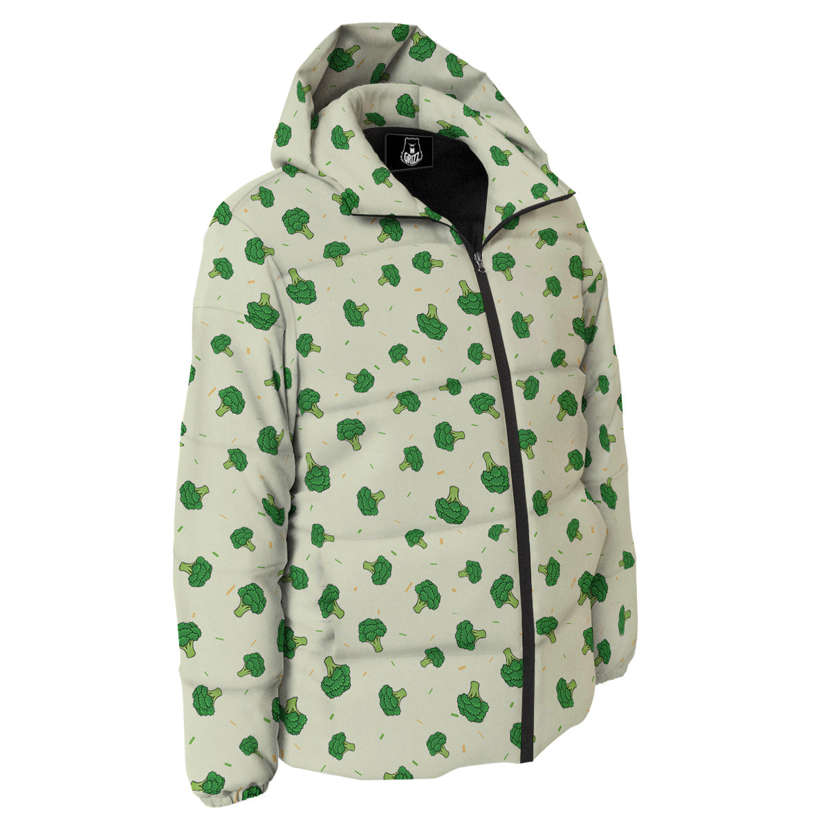 Broccoli Green Print Pattern Down Jacket-grizzshop
