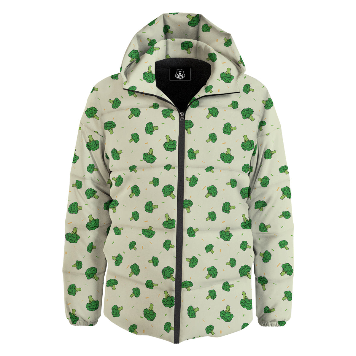 Broccoli Green Print Pattern Down Jacket-grizzshop