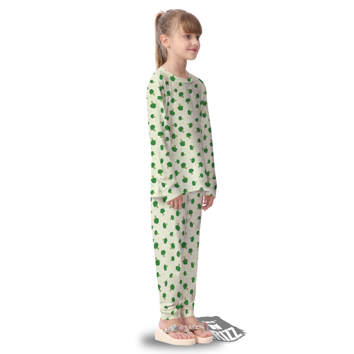 Broccoli Green Print Pattern Kid's Pajamas-grizzshop