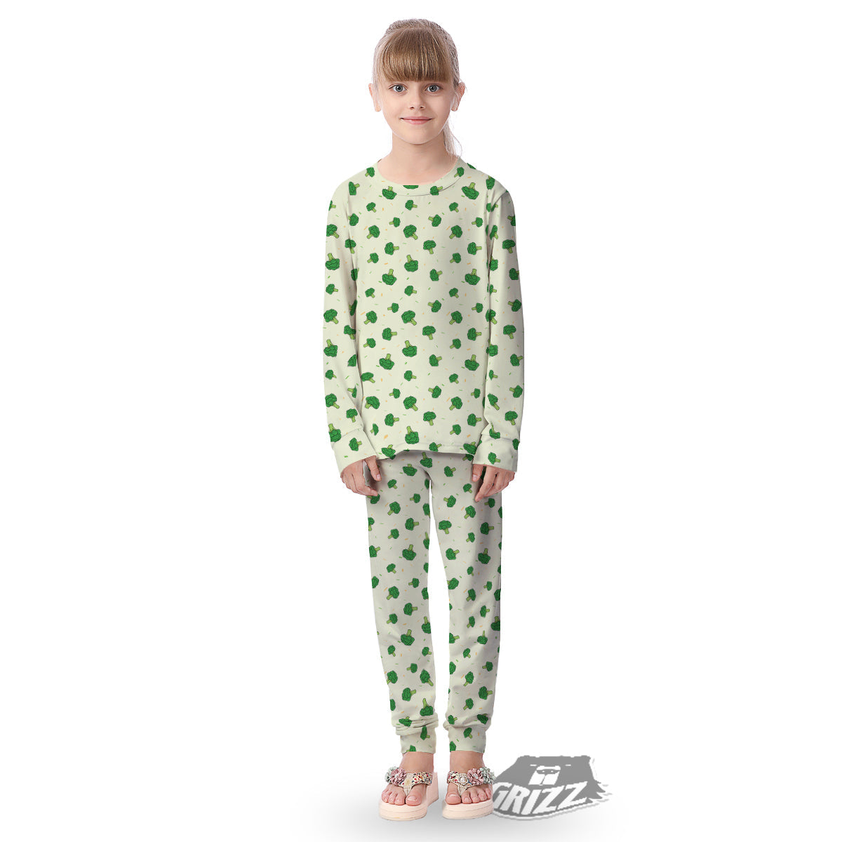 Broccoli Green Print Pattern Kid's Pajamas-grizzshop