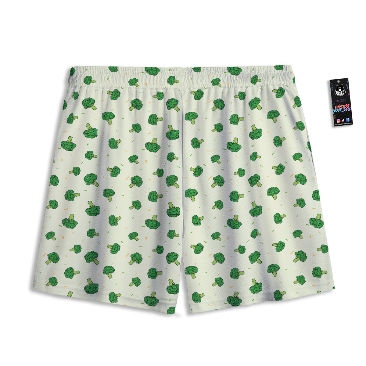 Broccoli Green Print Pattern Mesh Shorts-grizzshop