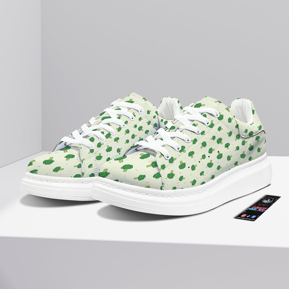 Broccoli Green Print Pattern Platform Shoes-grizzshop