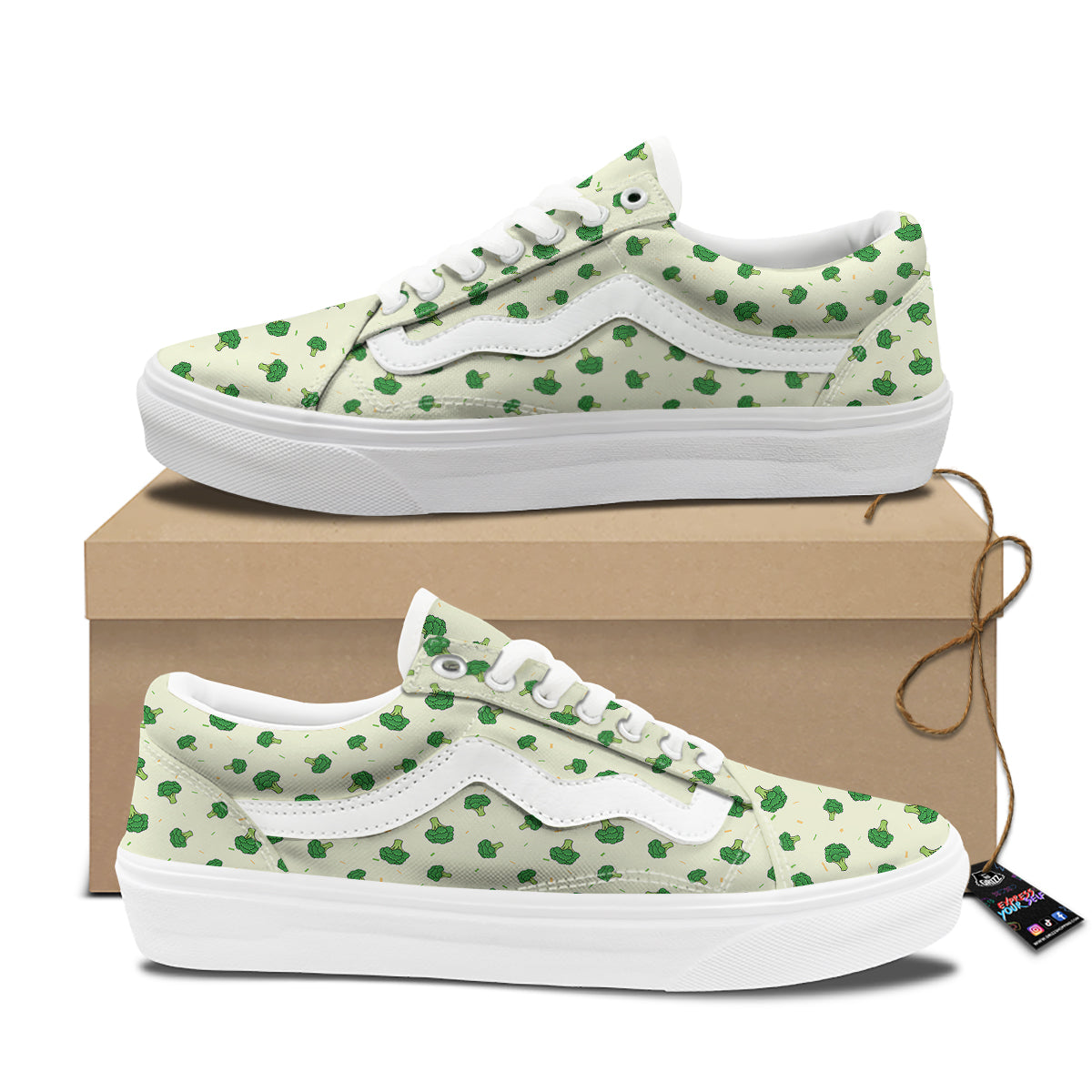 Broccoli Green Print Pattern Skate Shoes-grizzshop