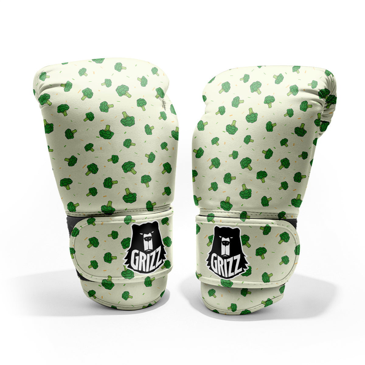 Broccoli Green Print Pattern Sparring Gloves-grizzshop