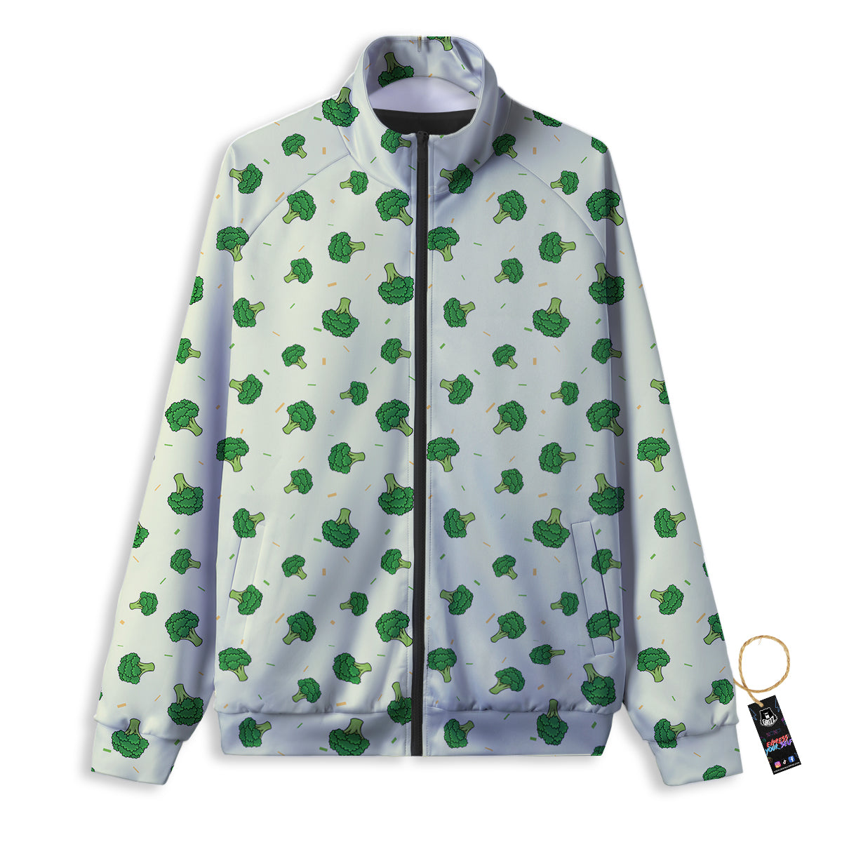 Broccoli Green Print Pattern Track Jacket-grizzshop