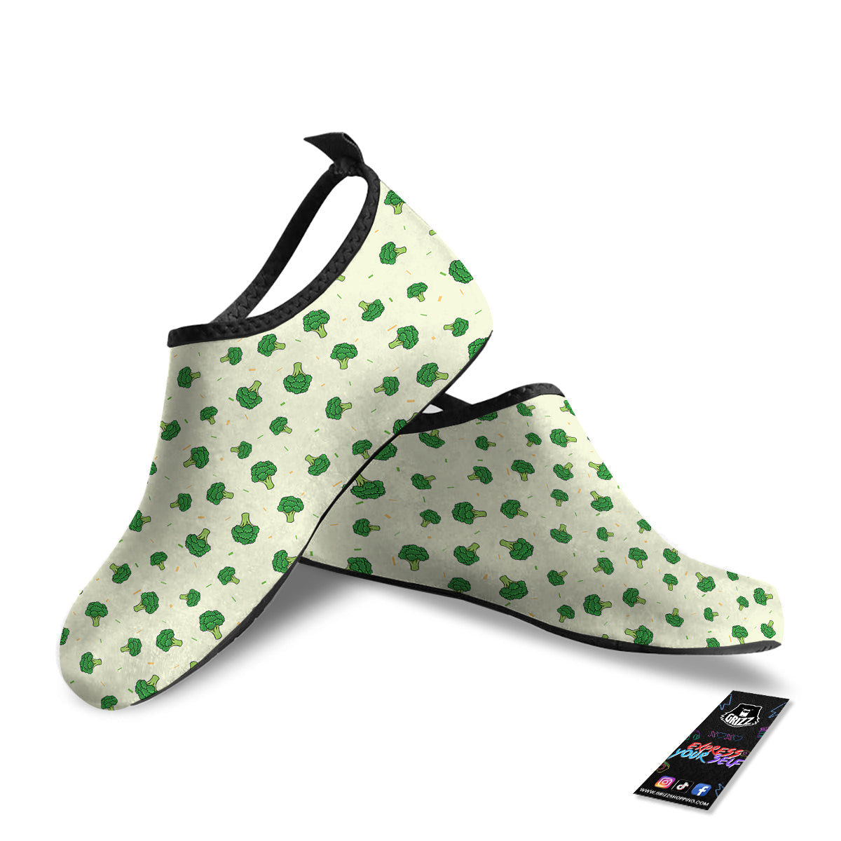 Broccoli Green Print Pattern Water Shoes-grizzshop