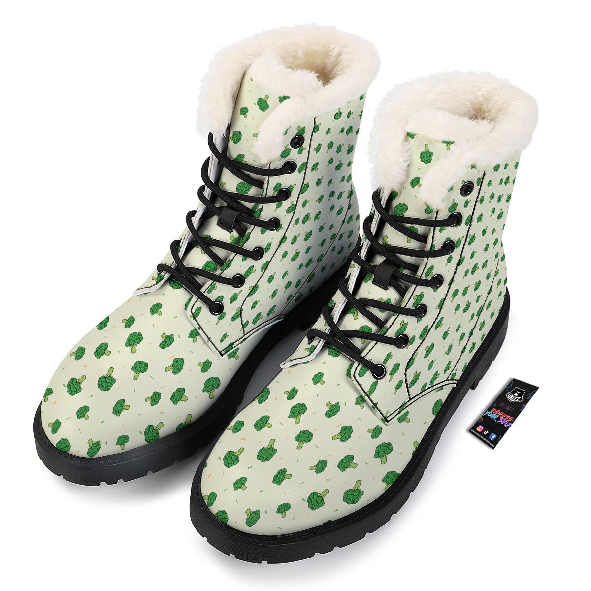 Broccoli Green Print Pattern Winter Boots-grizzshop
