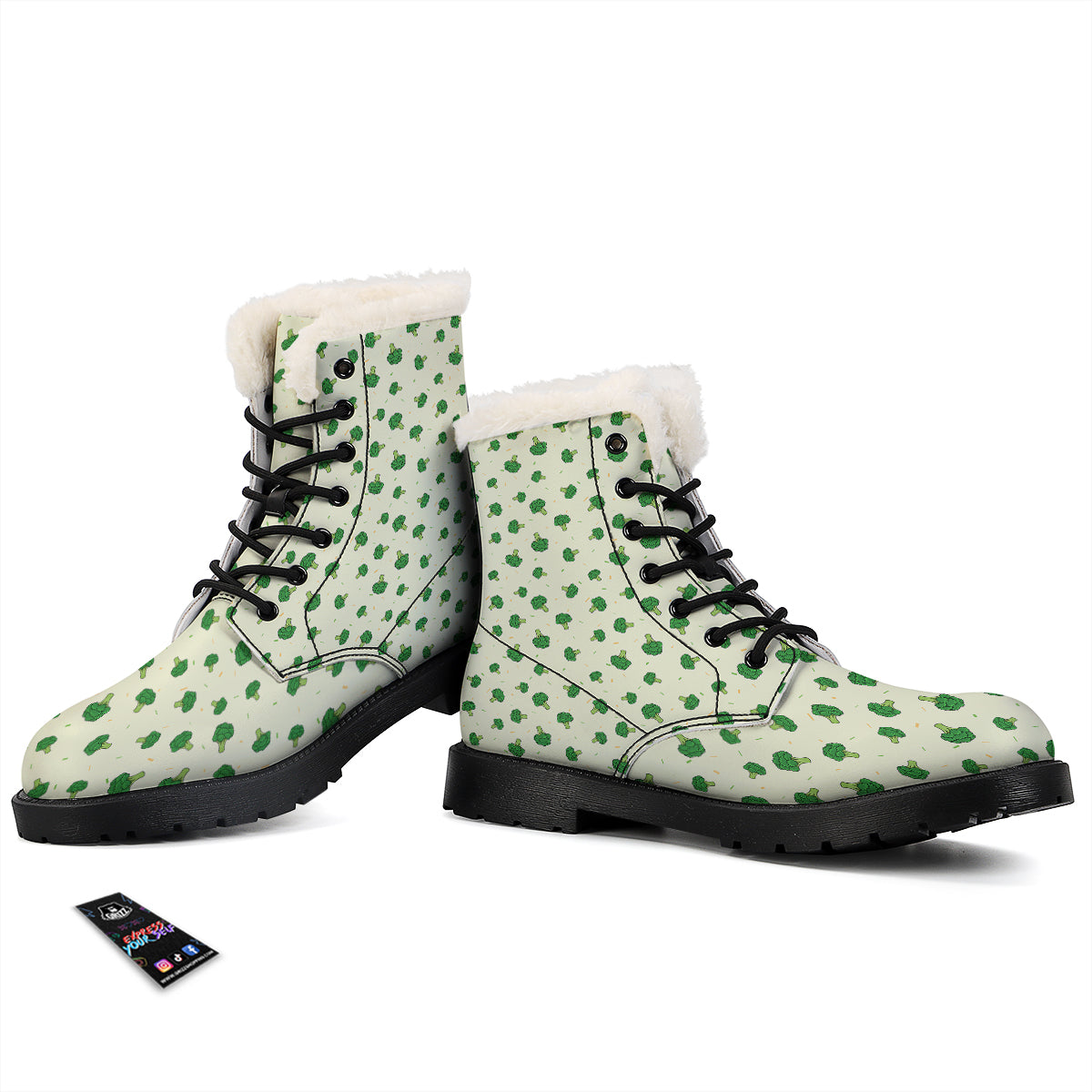 Broccoli Green Print Pattern Winter Boots-grizzshop