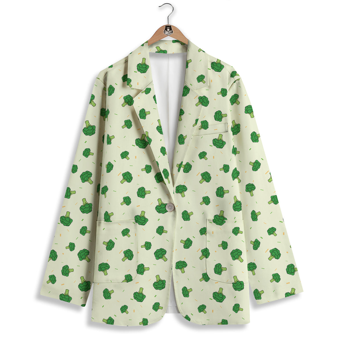 Broccoli Green Print Pattern Women's Blazer-grizzshop