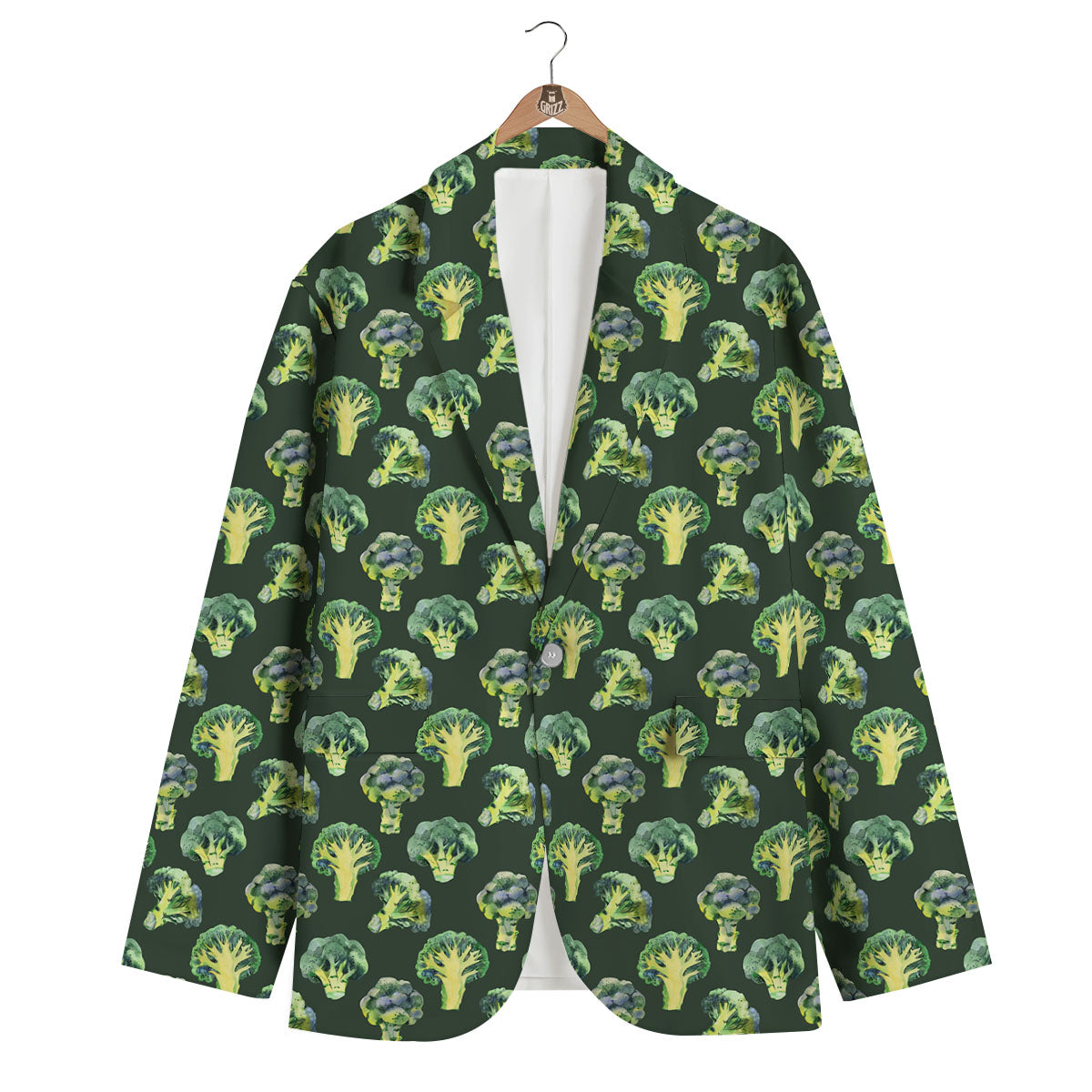 Broccoli Print Men's Blazer-grizzshop