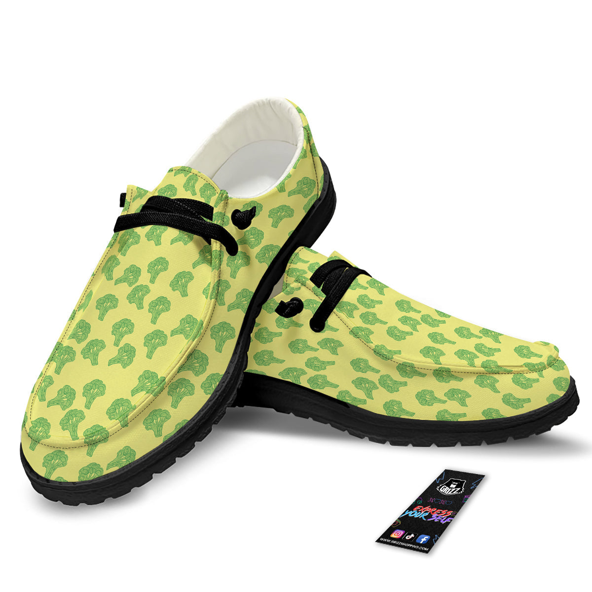 Broccoli Vintagecolor Print Pattern Black Loafers-grizzshop