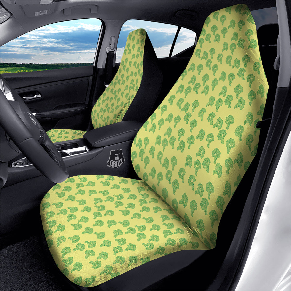 Broccoli Vintagecolor Print Pattern Car Seat Covers-grizzshop