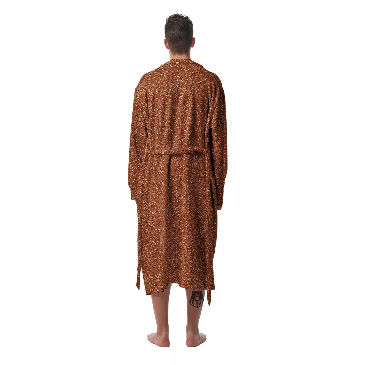 Bronze Glitter Artwork Print Men's Robe-grizzshop