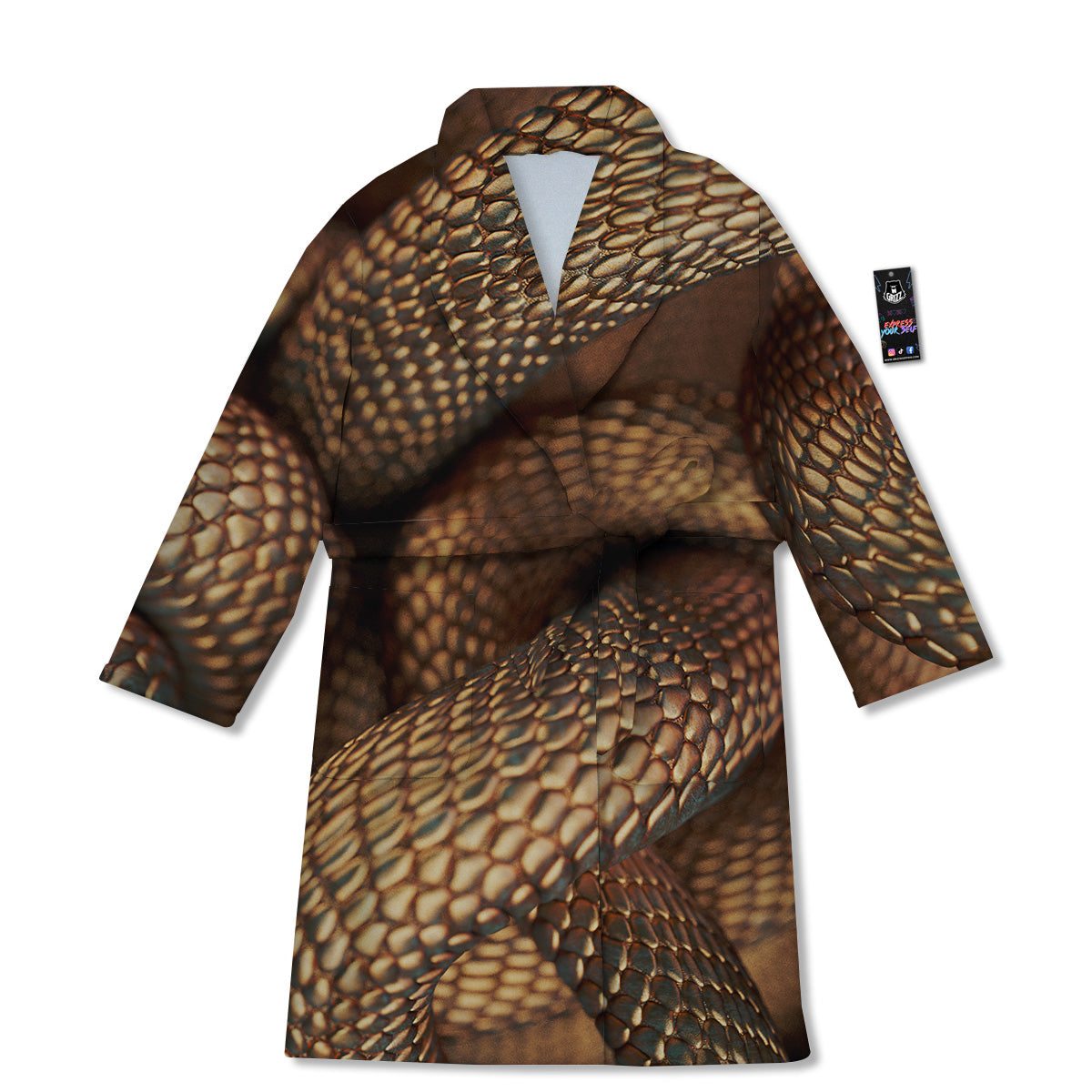 Bronze Snake Print Bathrobe-grizzshop