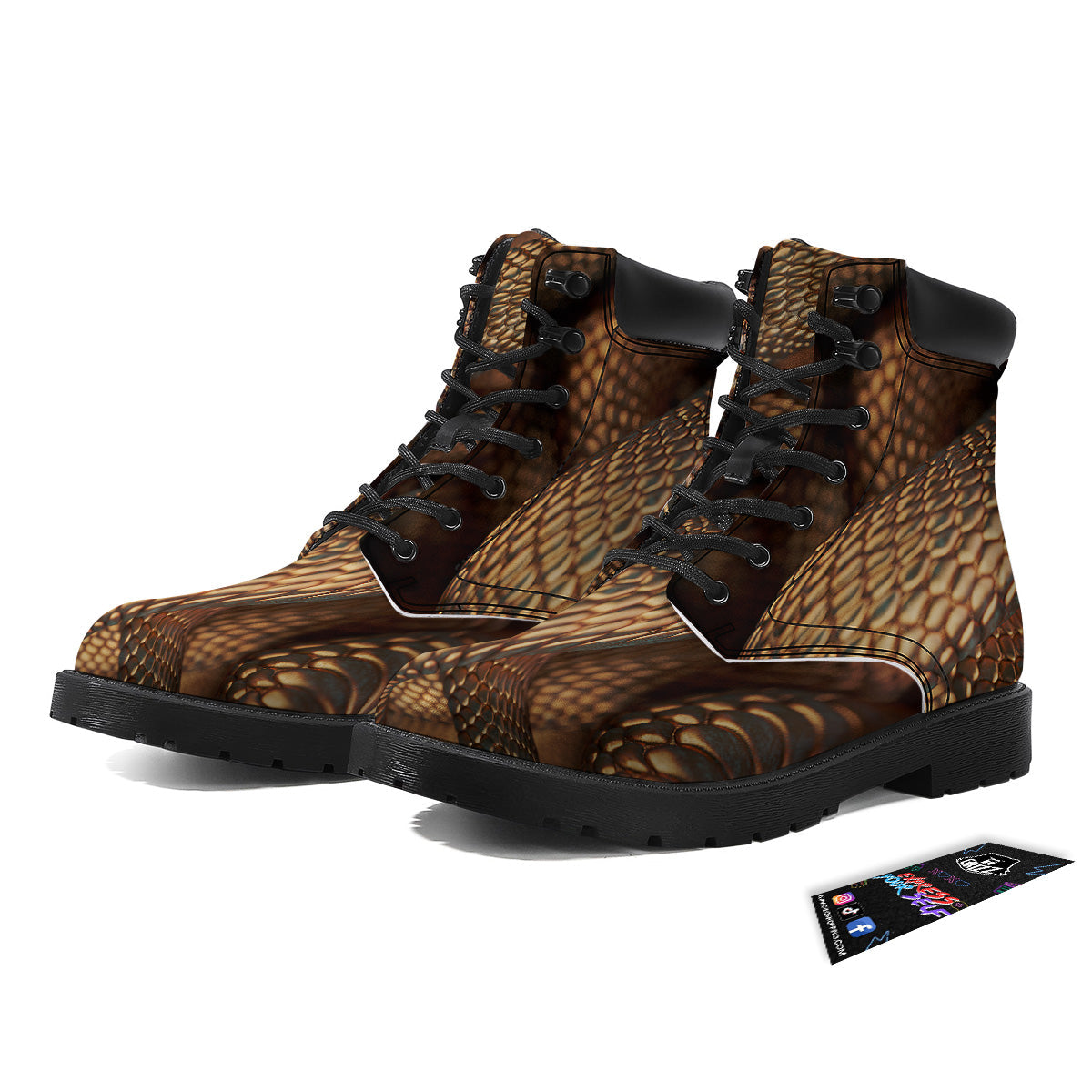 Bronze Snake Print Boots-grizzshop