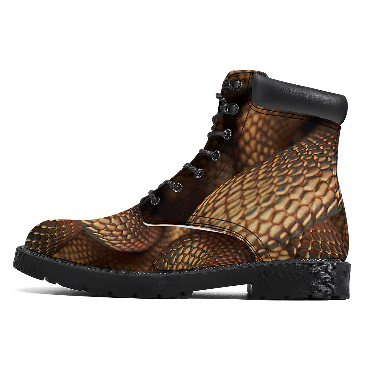 Bronze Snake Print Boots-grizzshop