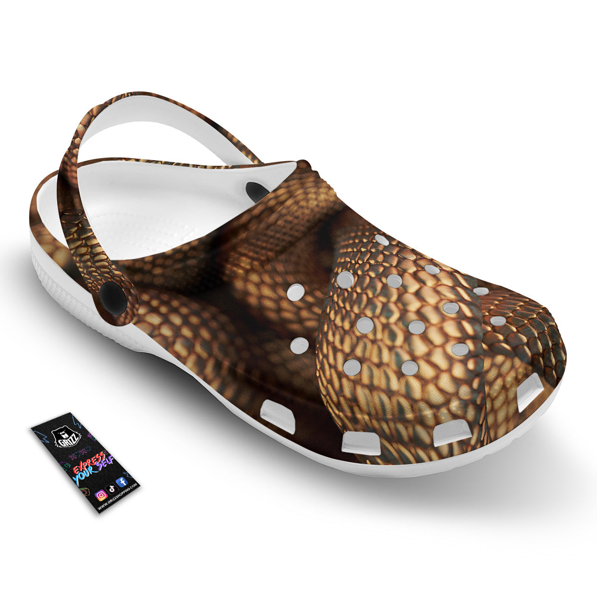 Bronze Snake Print Clog-grizzshop