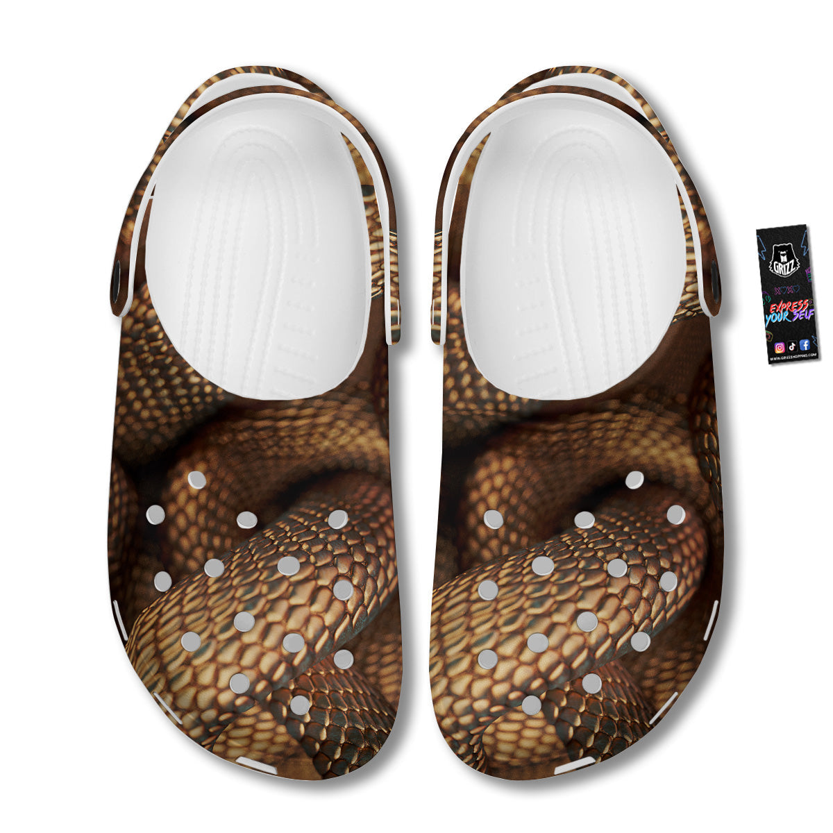 Bronze Snake Print Clog-grizzshop