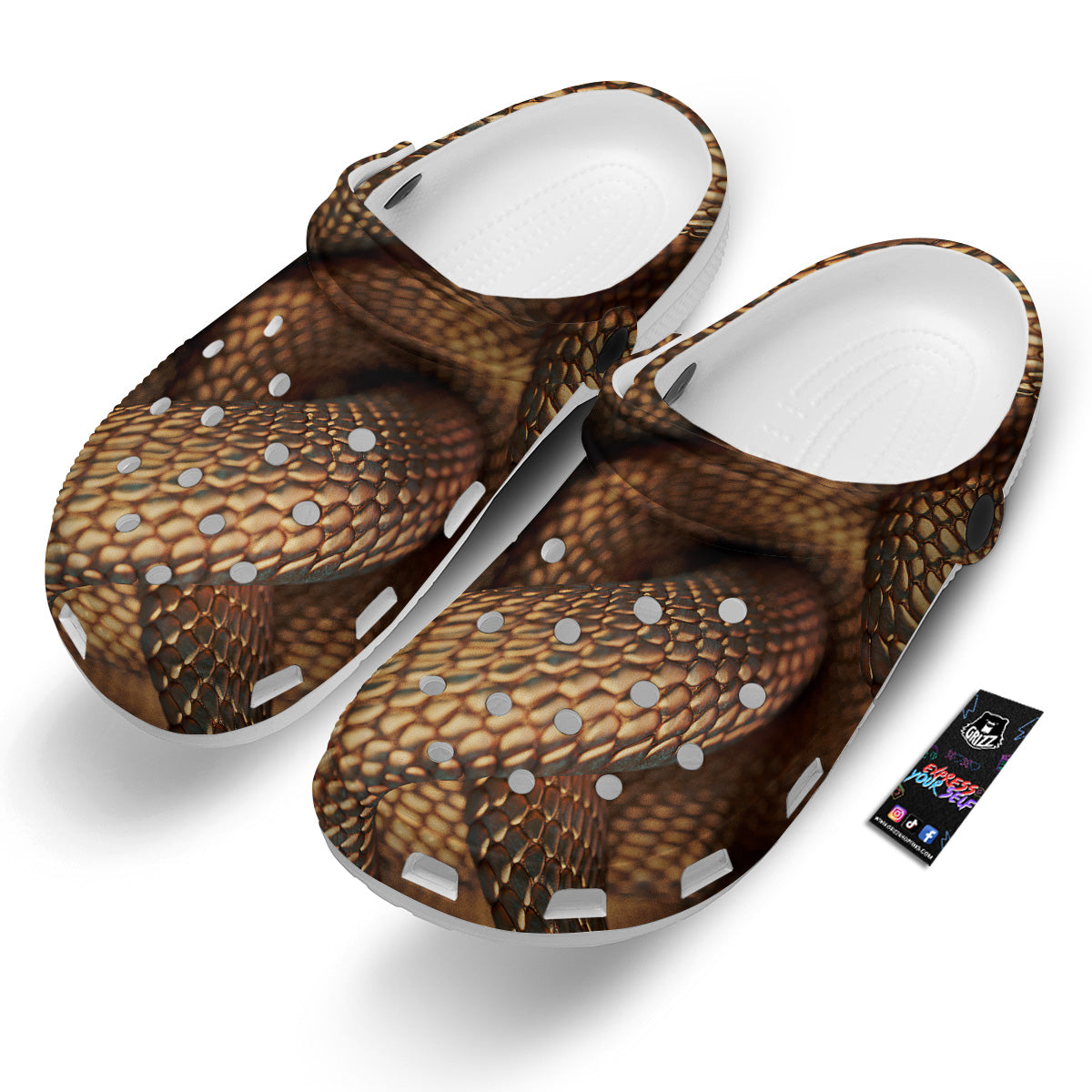 Bronze Snake Print Clog-grizzshop