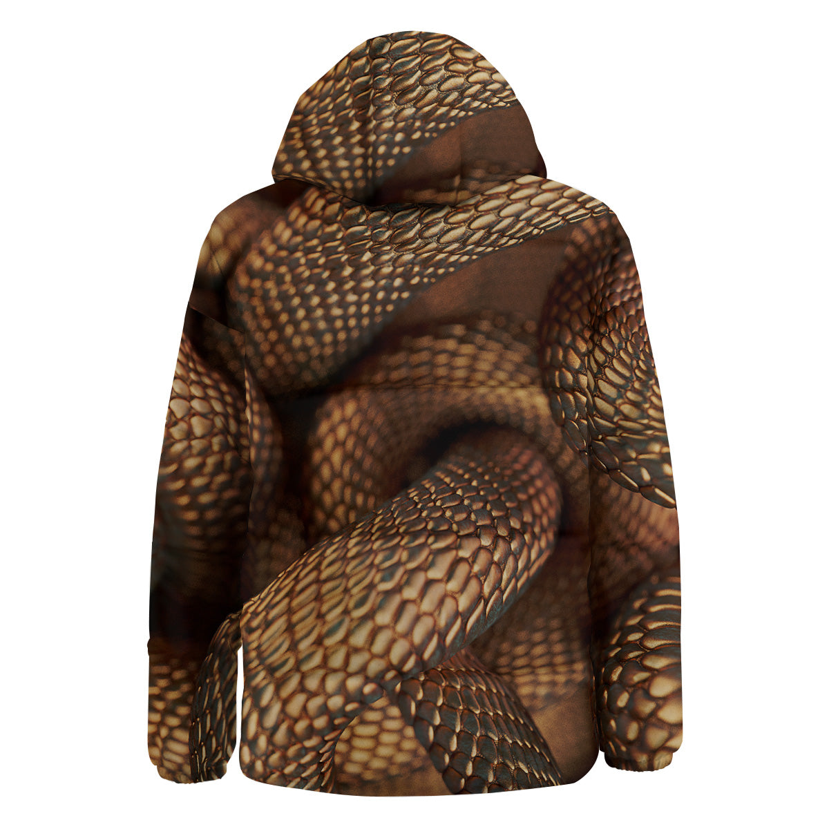 Bronze Snake Print Down Jacket-grizzshop