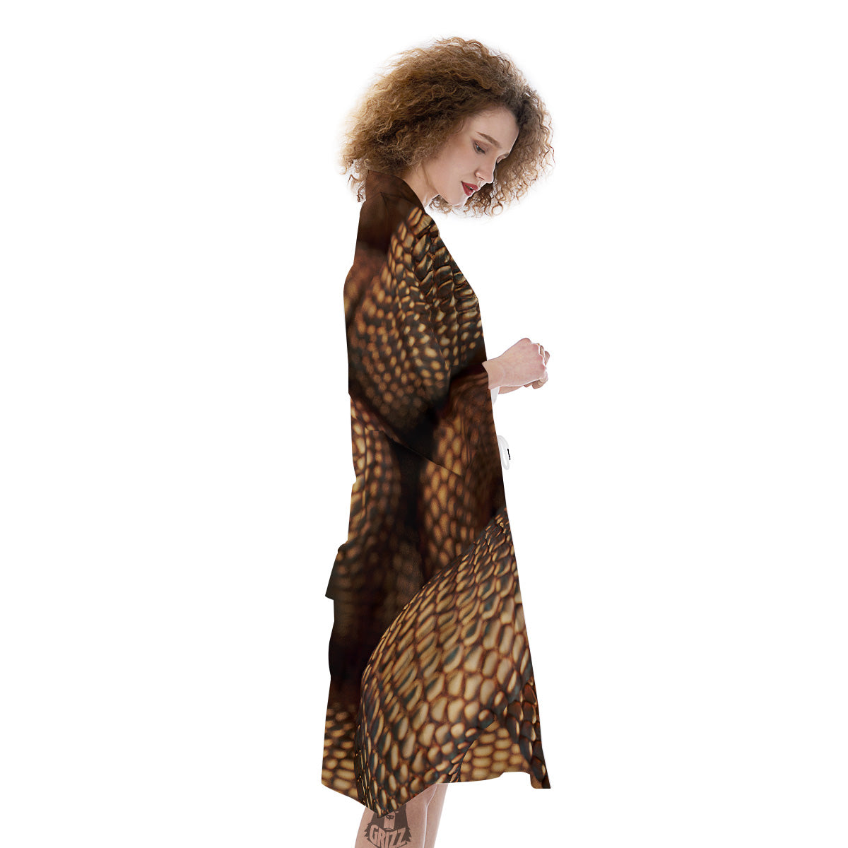 Bronze Snake Print Kimono-grizzshop