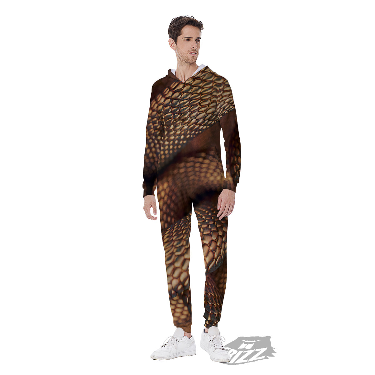 Bronze Snake Print Men's Jumpsuit-grizzshop