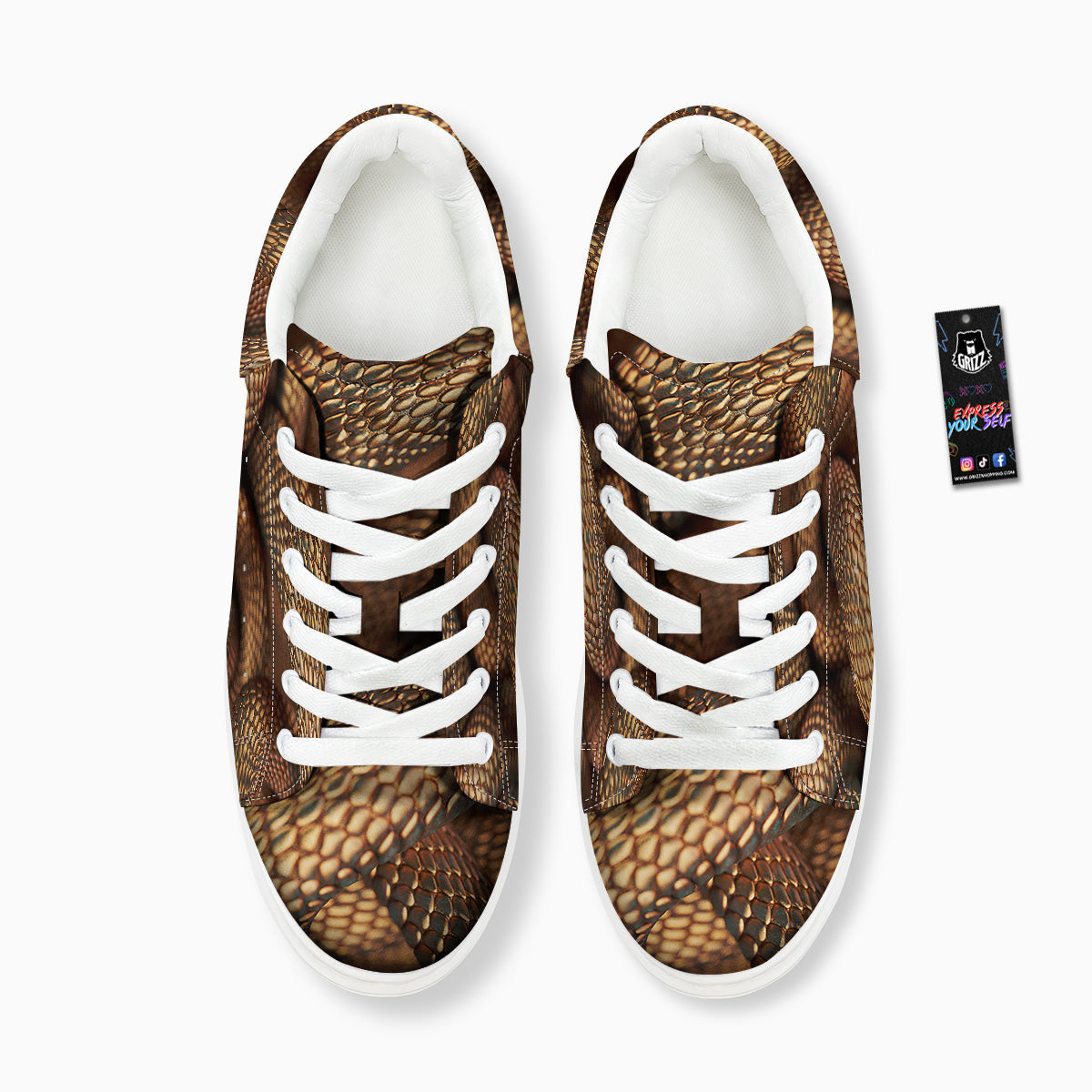 Bronze Snake Print Platform Shoes-grizzshop