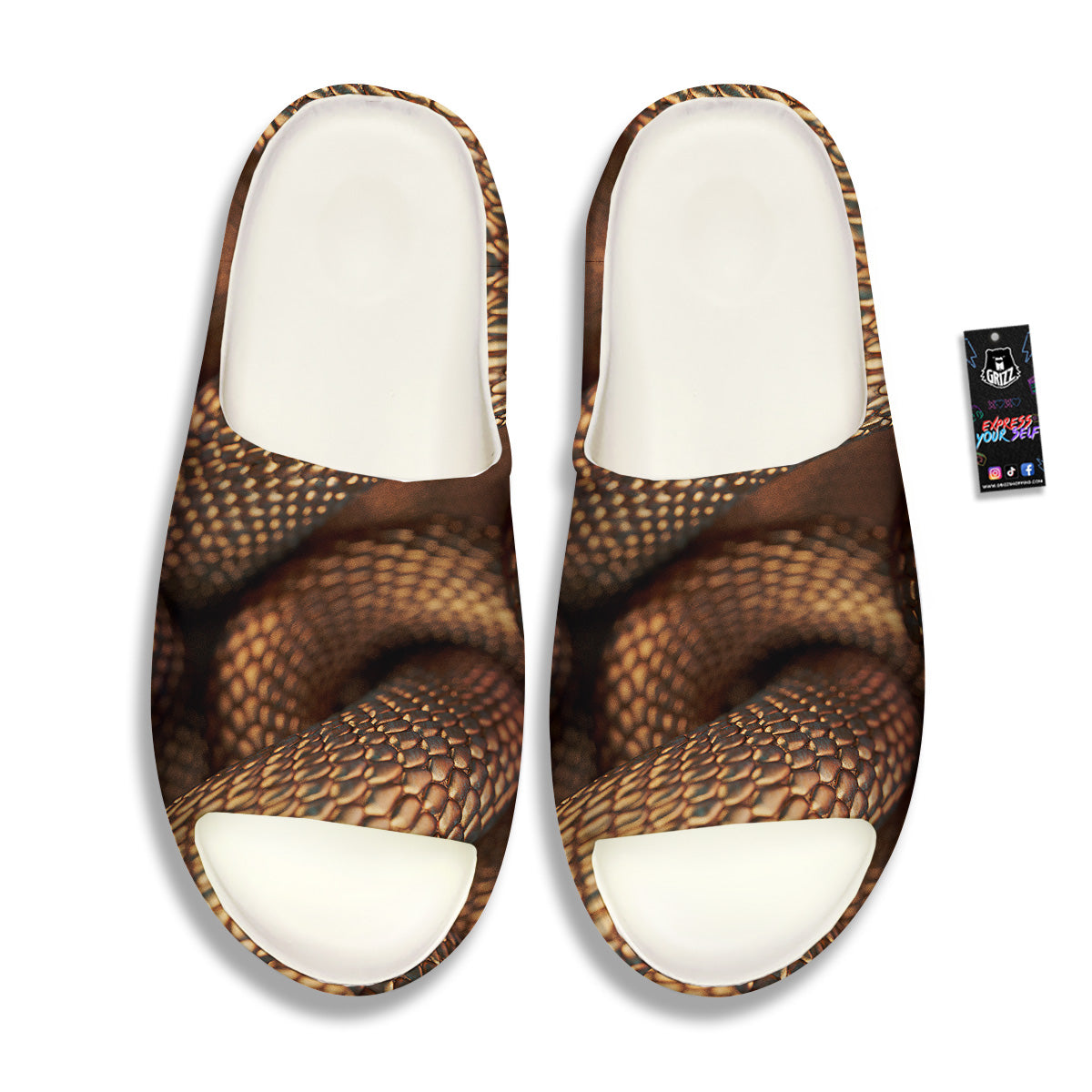 Bronze Snake Print Sandals-grizzshop