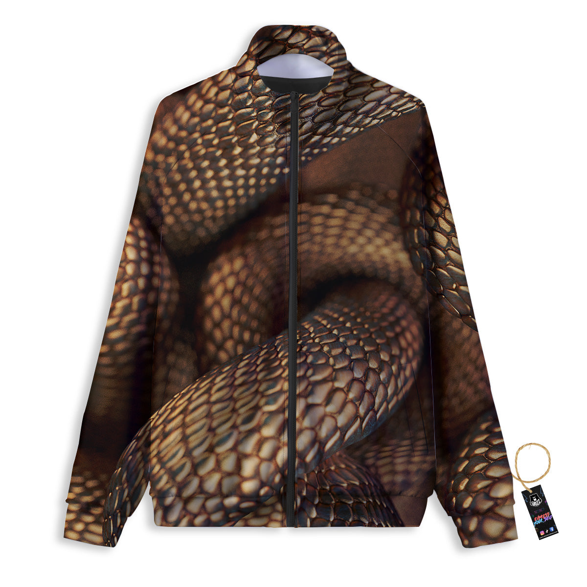 Bronze Snake Print Track Jacket-grizzshop