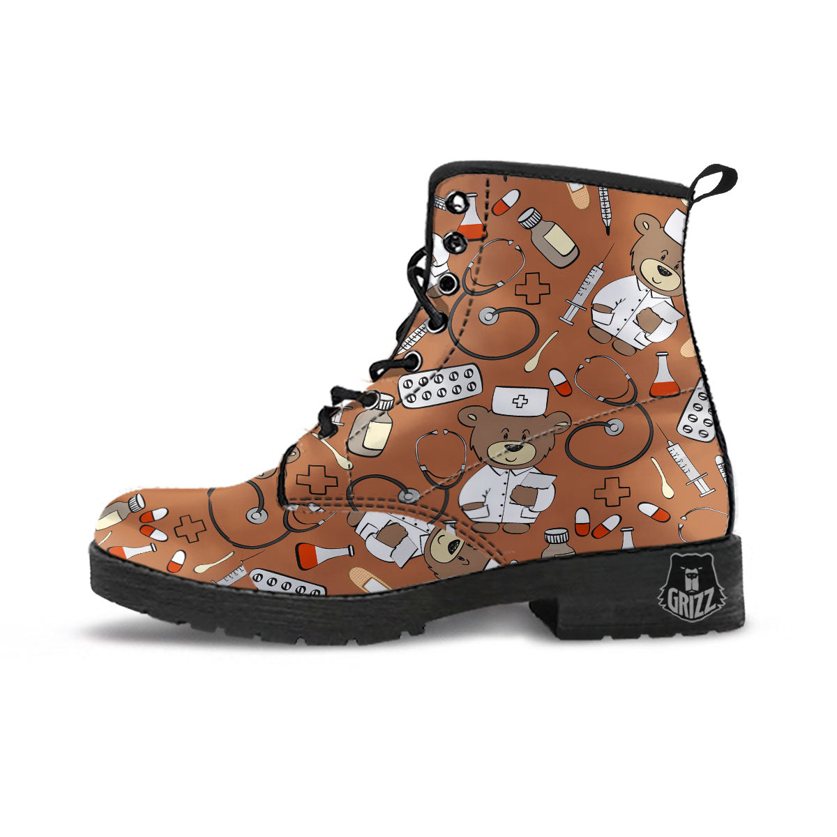 Bronze Teddy Bear Nurse Leather Boots-grizzshop